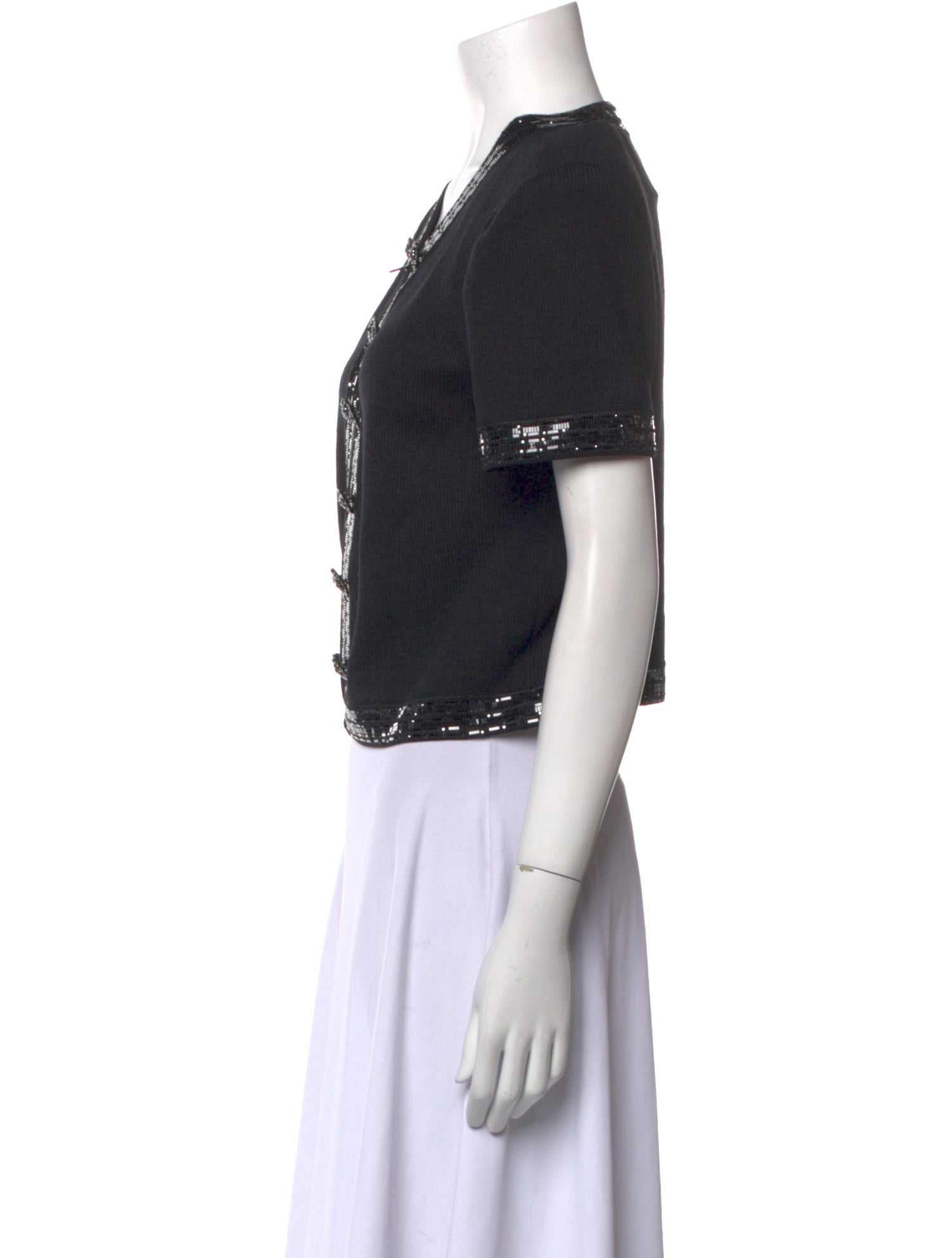 St. John Evening Wool V-Neck Crop Top