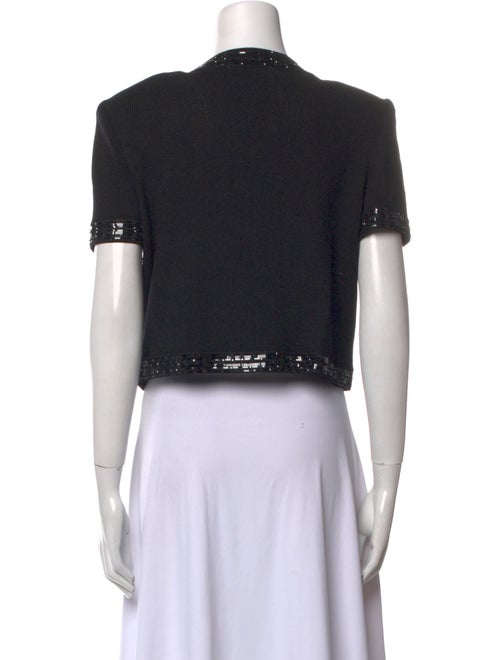 St. John Evening Wool V-Neck Crop Top