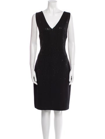 St. John Evening Dresses V-Neck Knee-Length Dress US 12 | XL