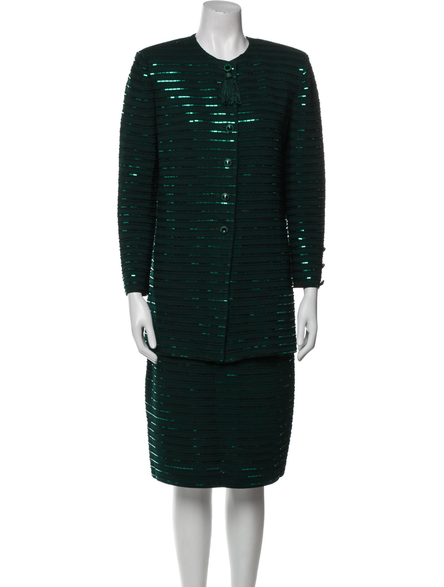 St. John Evening Vintage Sequin Embellishments Skirt Suit