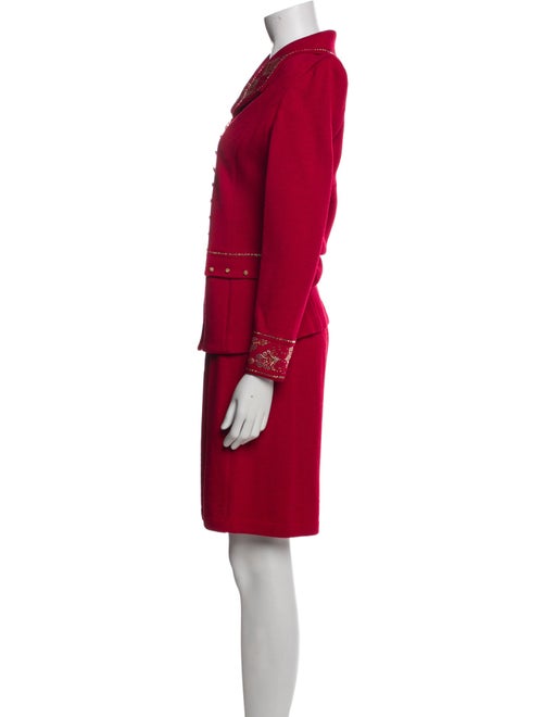 St. John Evening Wool Sequin Embellishments Skirt Suit
