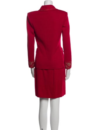 St. John Evening Wool Sequin Embellishments Skirt Suit