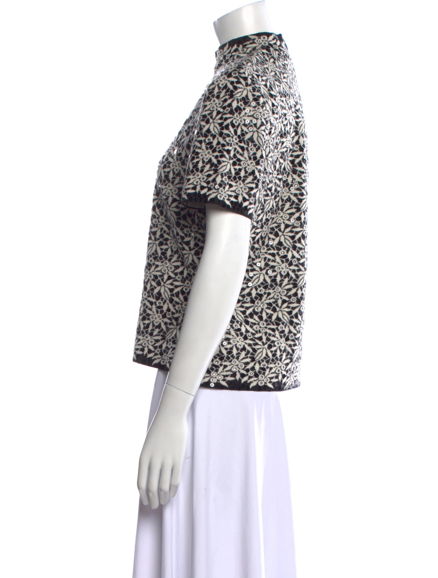 St. John Evening Printed Mock Neck Top