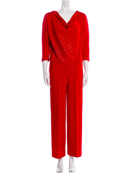 St. John Evening Wool Studded Accents Pant Set