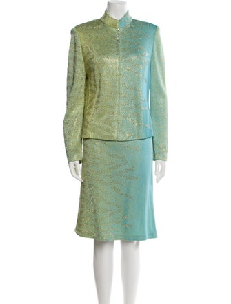 St. John Evening Wool Printed Skirt Suit