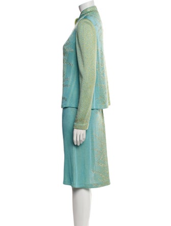 St. John Evening Wool Printed Skirt Suit