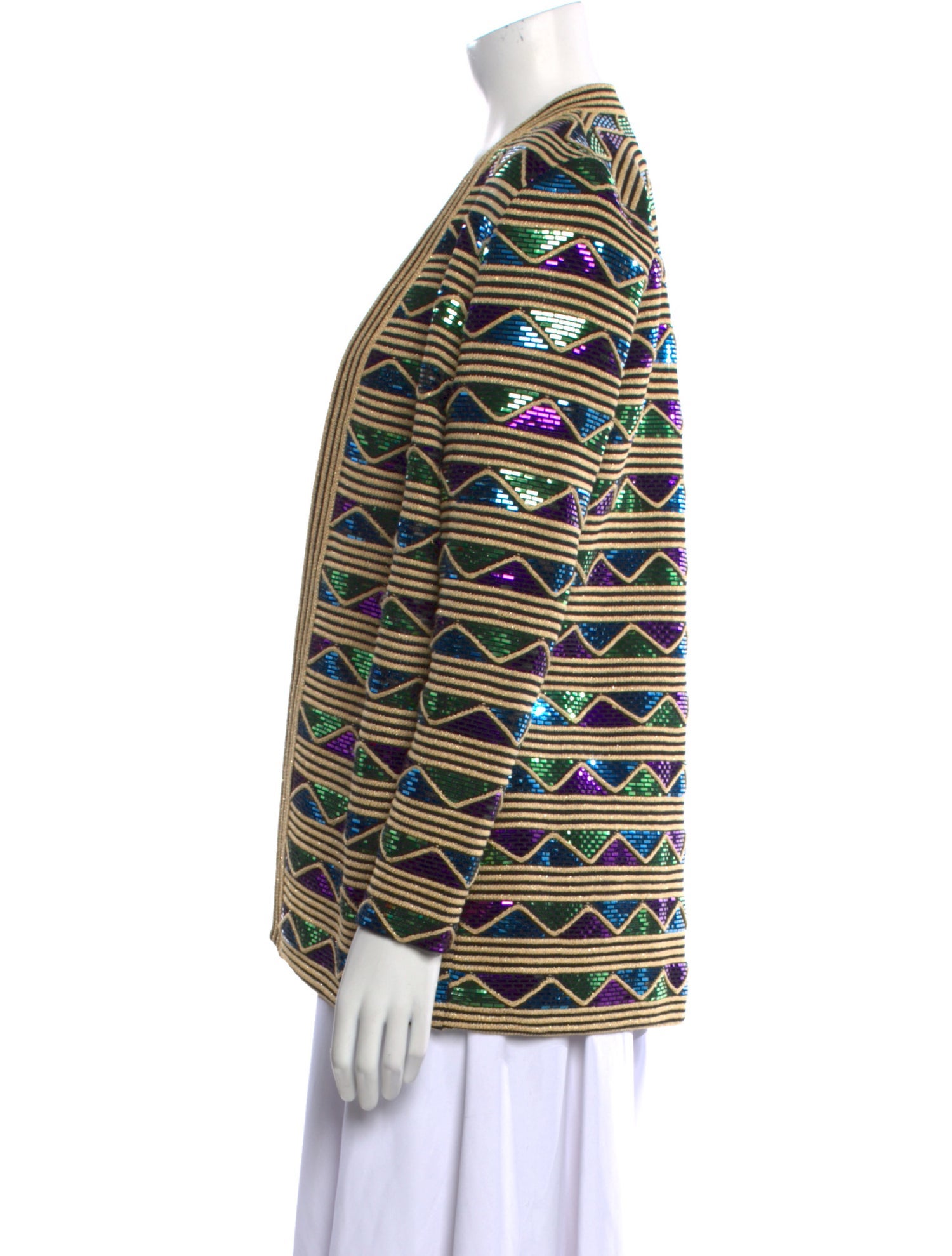 St. John Evening Striped Open Front Sweater