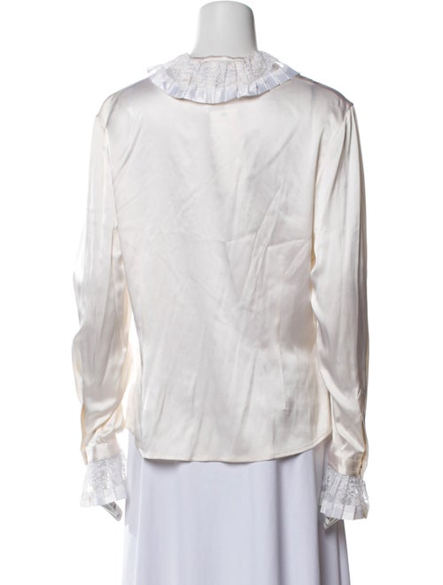 St. John Evening Silk V-Neck Button-Up Top