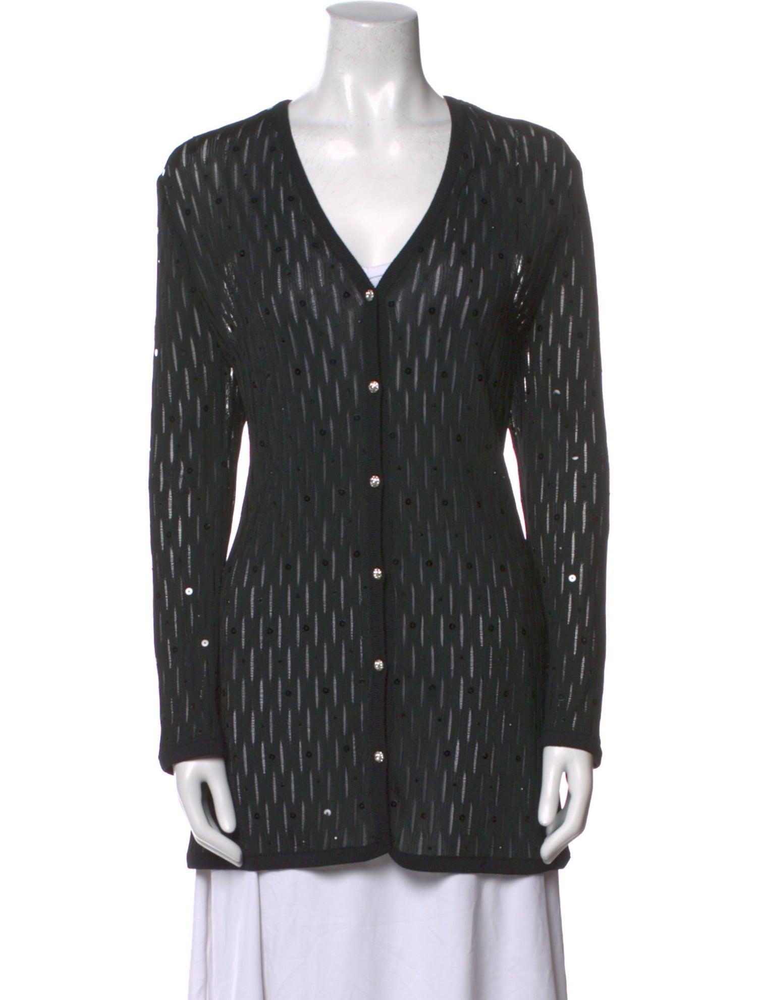 St. John Evening Striped V-Neck Sweater