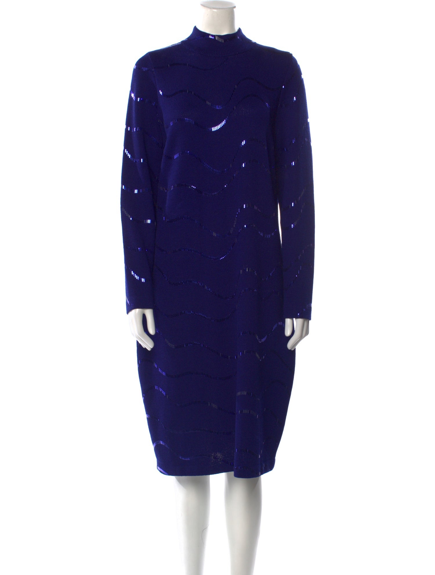 St. John Evening Mock Neck Midi Length Dress