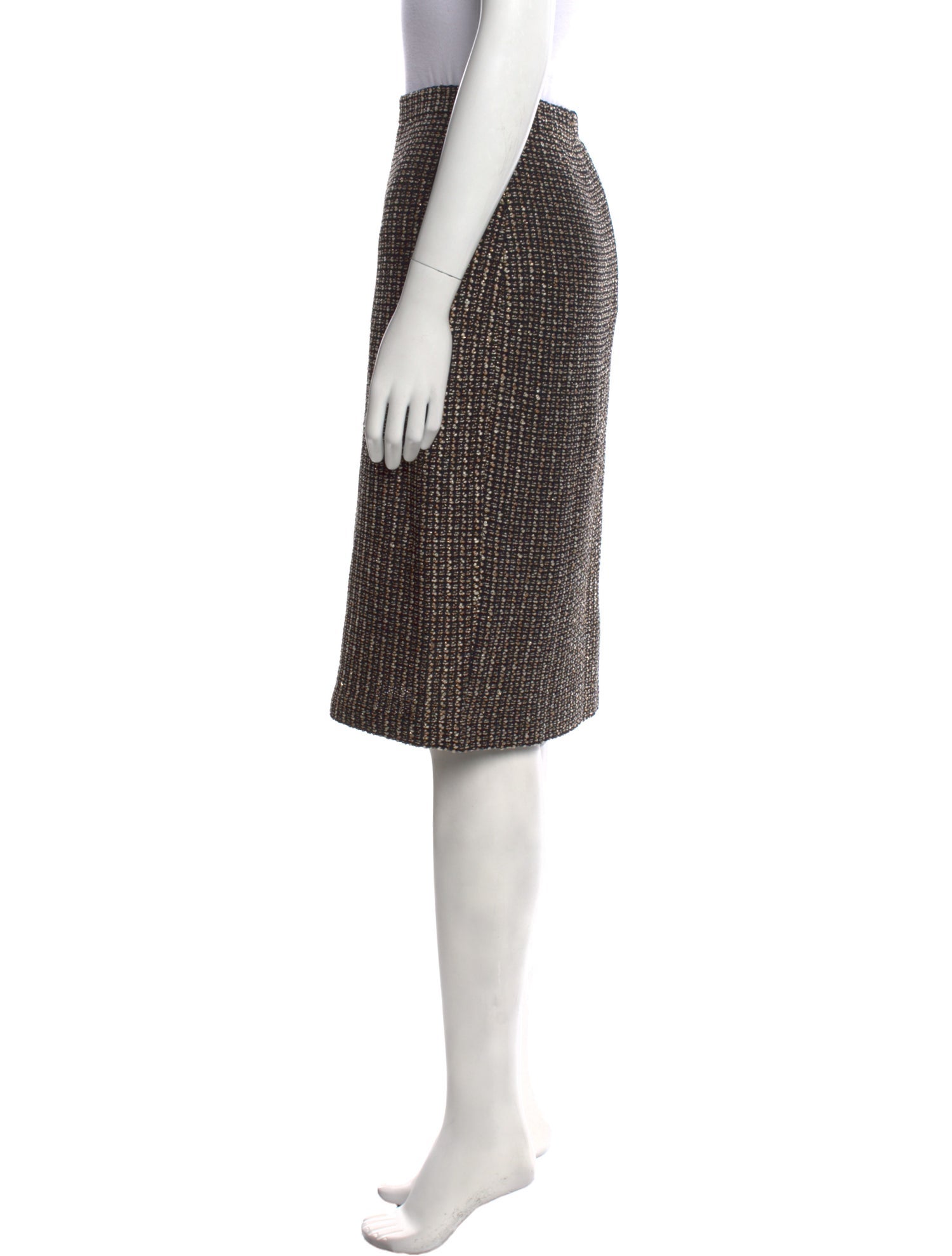 St. John Evening Tweed Pattern Knee-Length Skirt