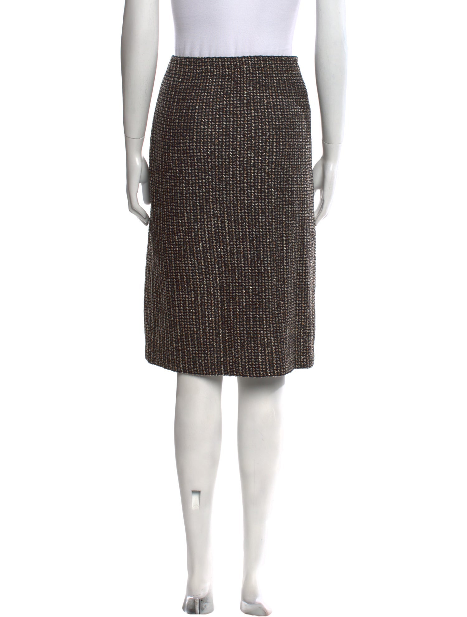 St. John Evening Tweed Pattern Knee-Length Skirt