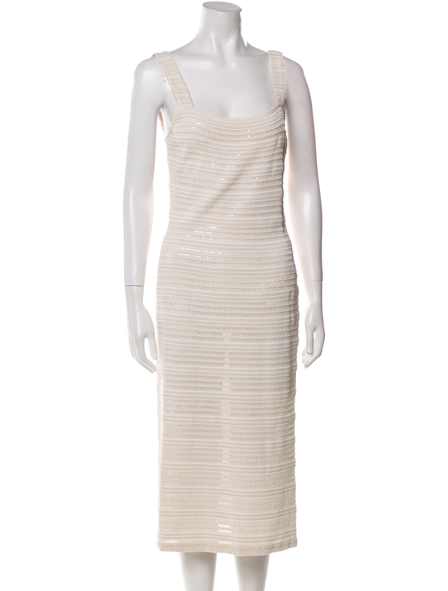 St. John Evening Square Neckline Midi Length Dress