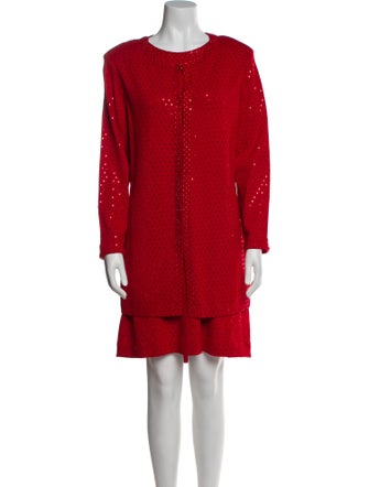 St. John Evening Wool Crystal Embellishments Dress Set