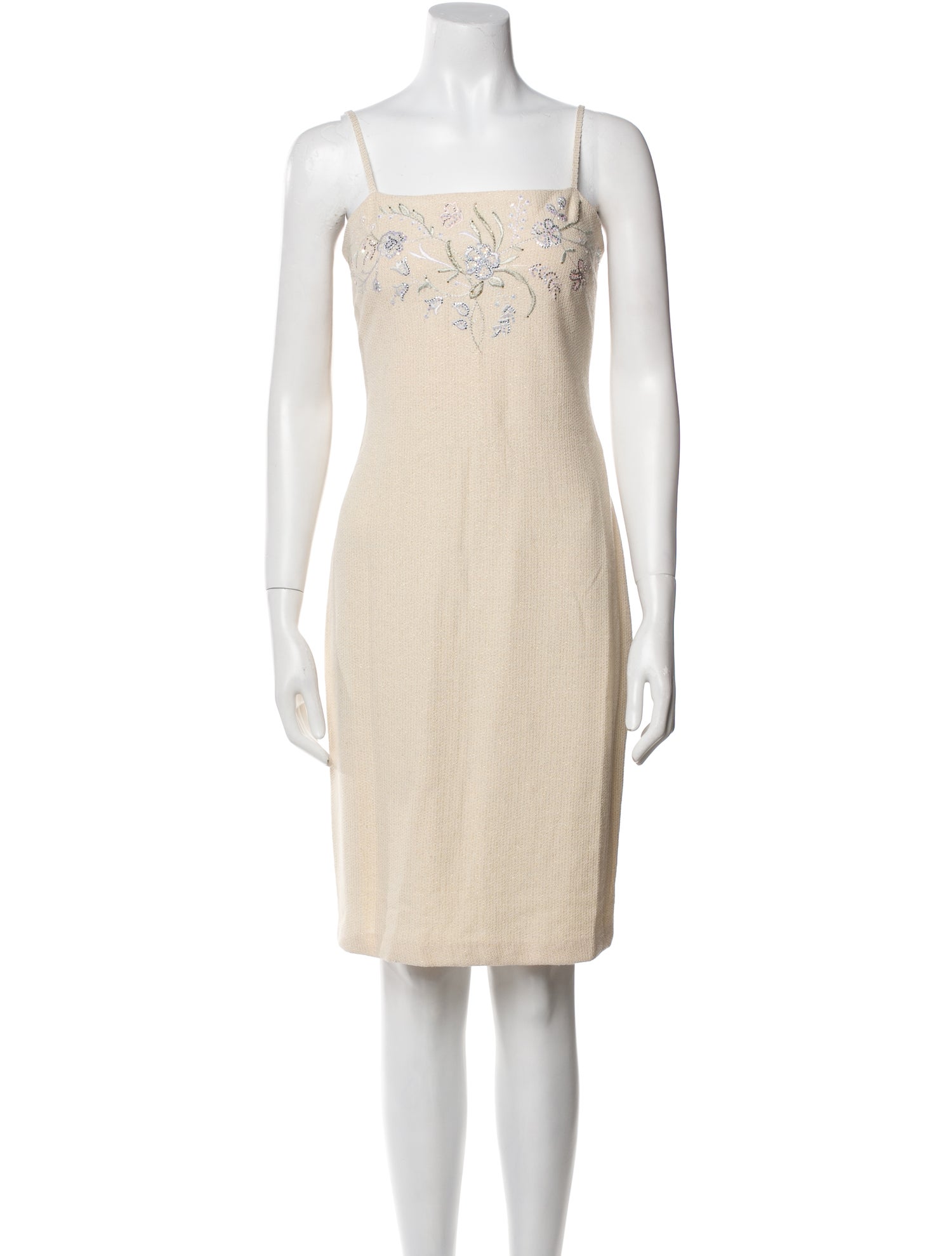 St. John Evening Square Neckline Mini Dress