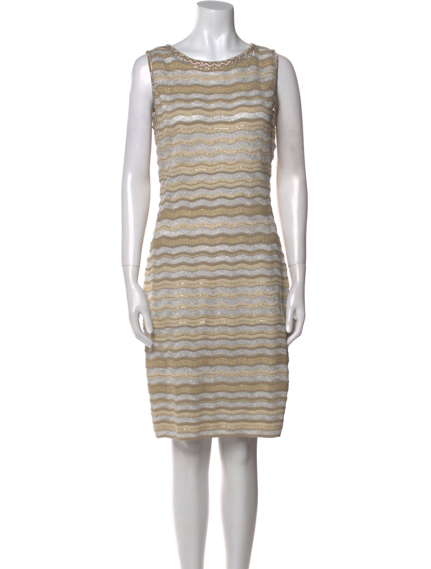 St. John Evening Striped Knee-Length Dress