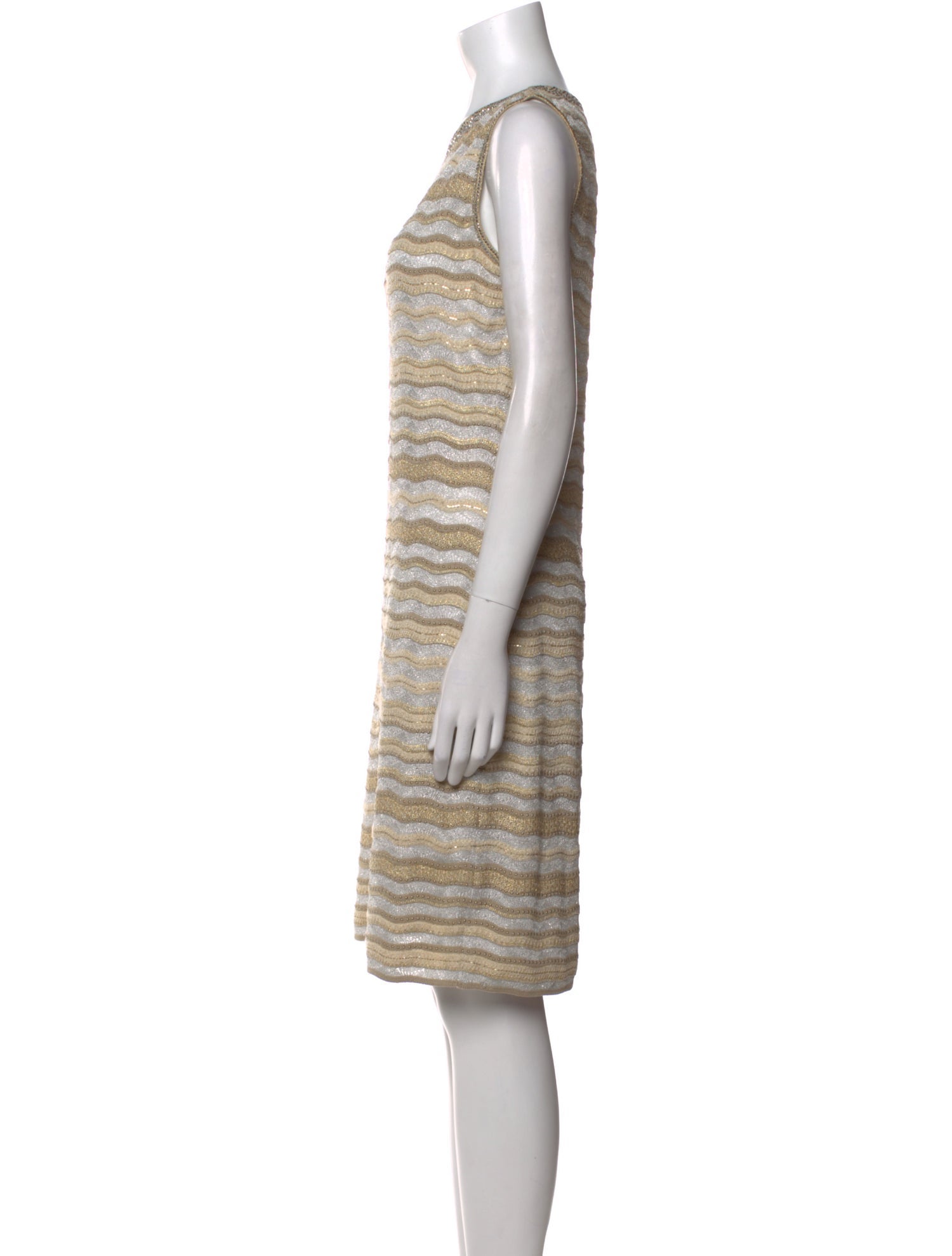 St. John Evening Striped Knee-Length Dress