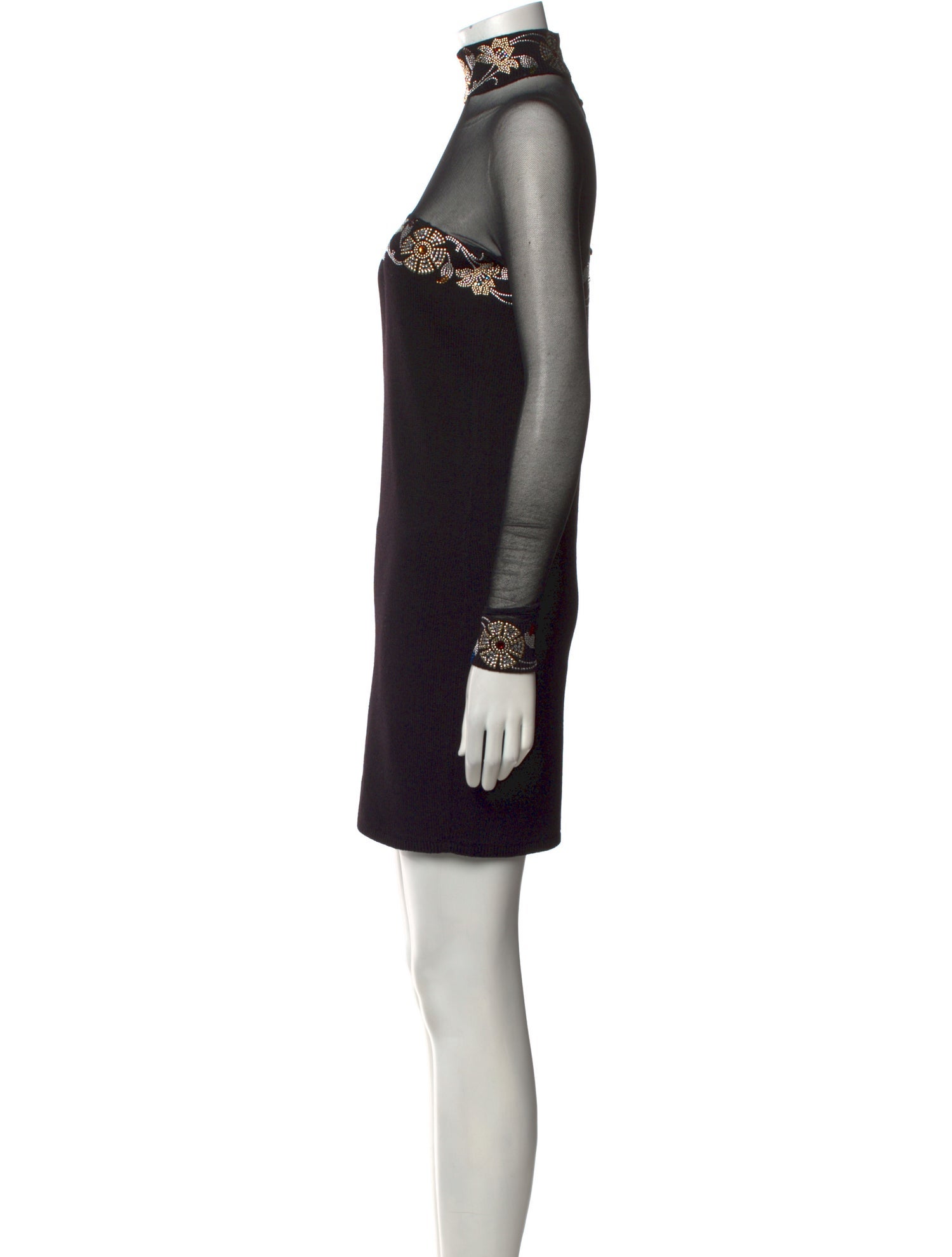 St. John Evening Mock Neck Mini Dress