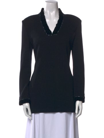St. John Evening Tops V-Neck Long Sleeve Top US 6 | M