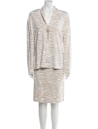 St. John Evening Printed Crystal Embellishments Skirt Set