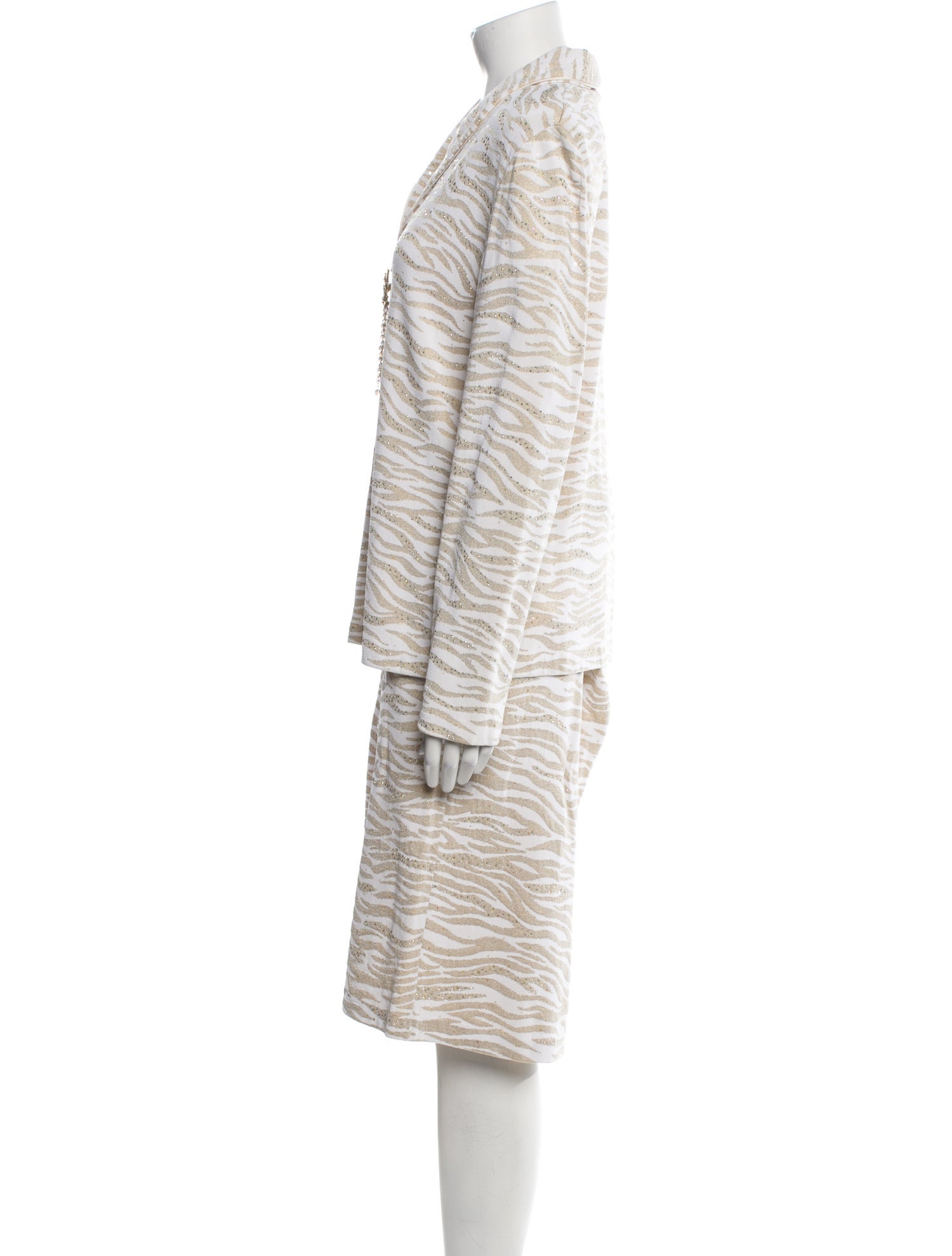 St. John Evening Printed Crystal Embellishments Skirt Set