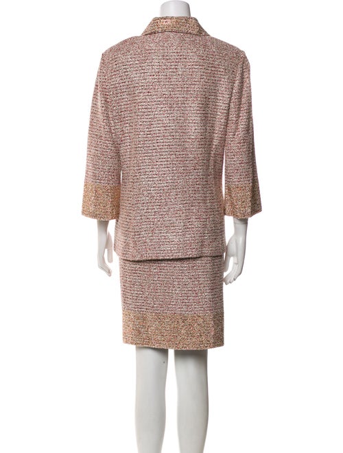 St. John Evening Tweed Pattern Sequin Embellishments Skirt Set