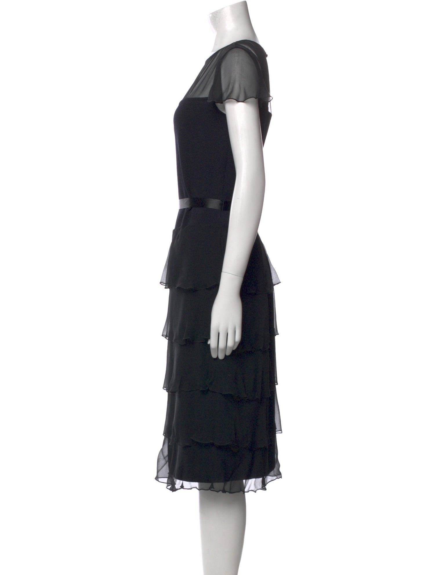 St. John Evening Bateau Neckline Midi Length Dress