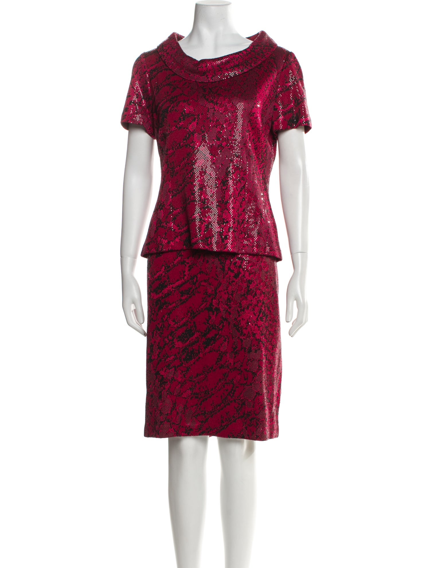 St. John Evening Animal Print Sequin Embellishments Skirt Set w/ Tags