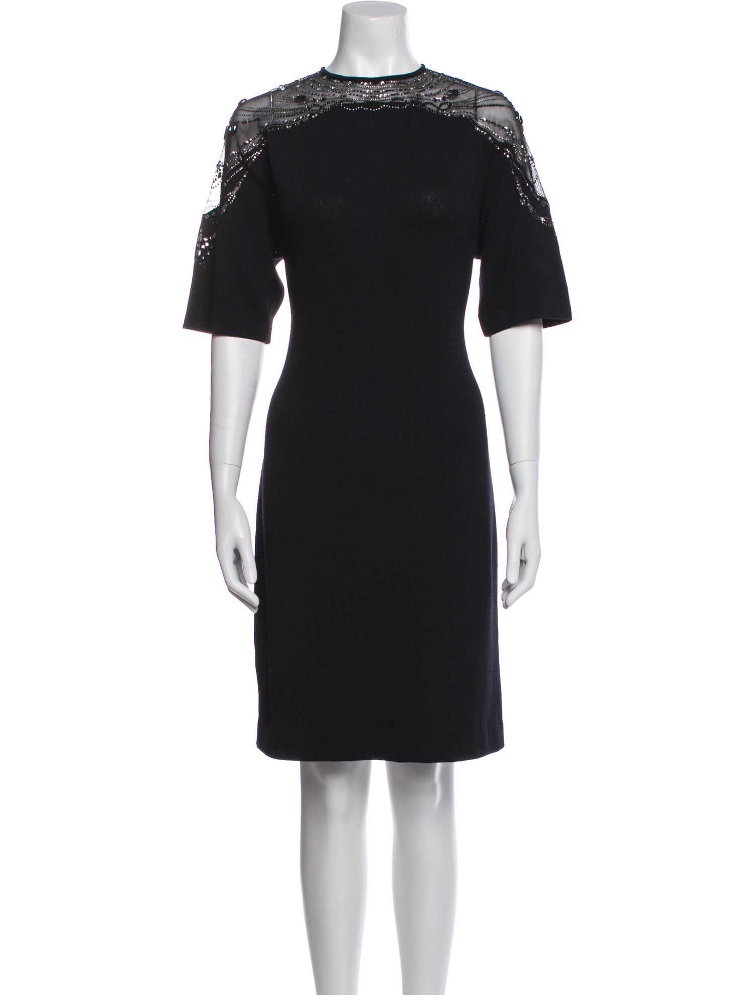 St. John Evening Crew Neck Knee-Length Dress