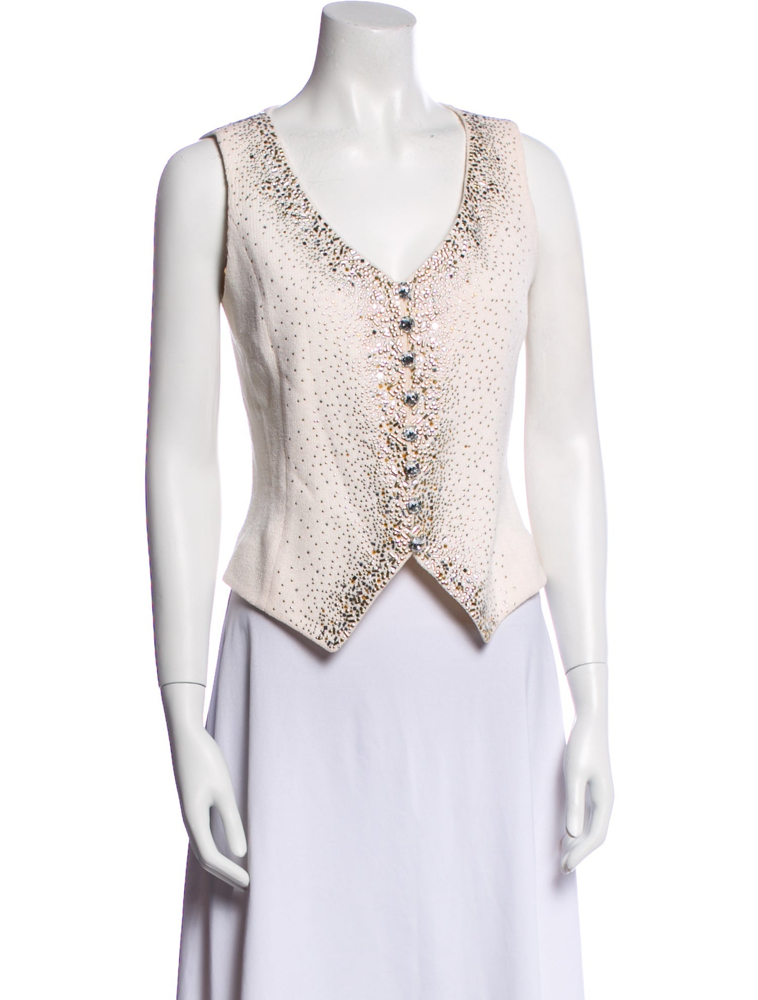 St. John Evening V-Neck Sleeveless Top