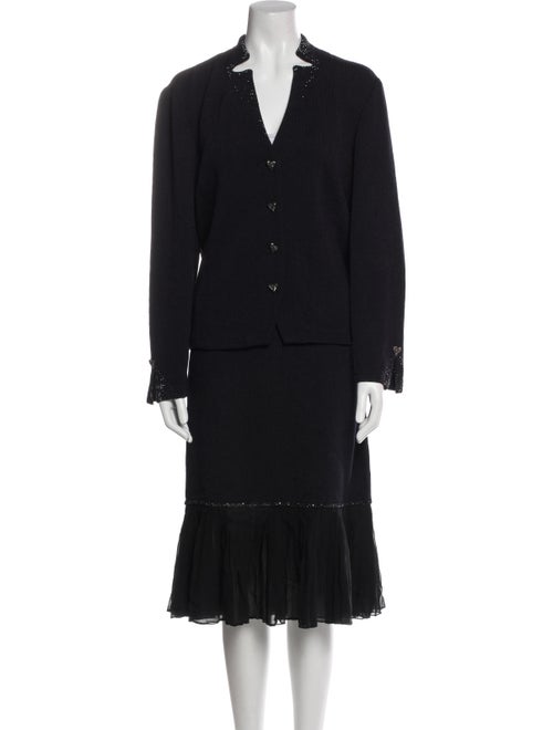 St. John Evening Wool Crystal Embellishments Skirt Set
