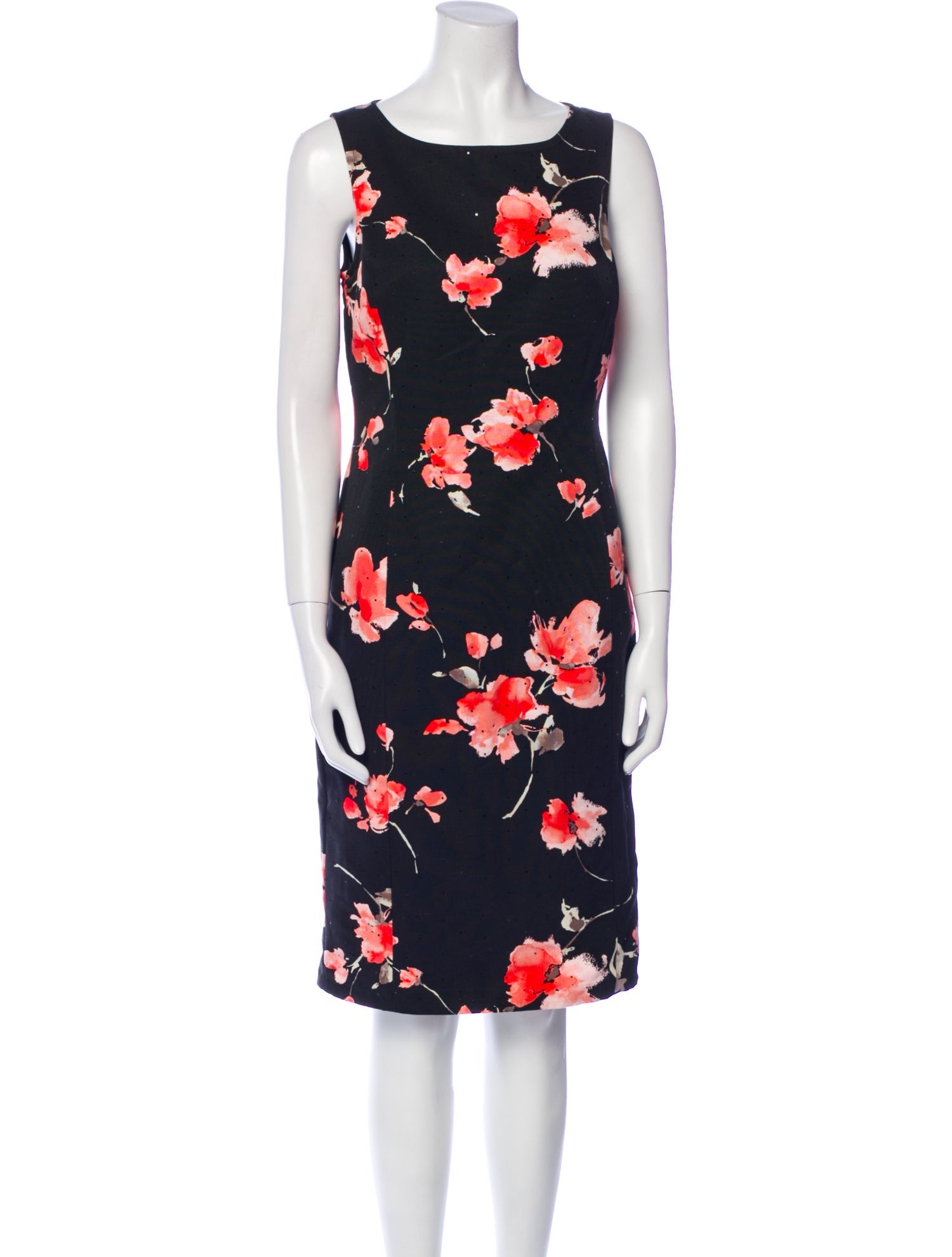 St. John Evening Floral Print Knee-Length Dress