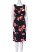 St. John Evening Floral Print Knee-Length Dress