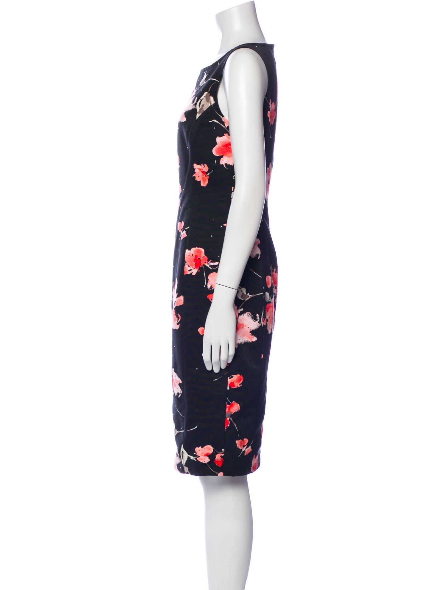 St. John Evening Floral Print Knee-Length Dress