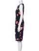 St. John Evening Floral Print Knee-Length Dress