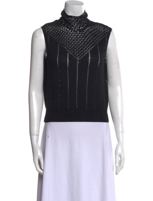 St. John Evening Wool Polka Dot Print Top