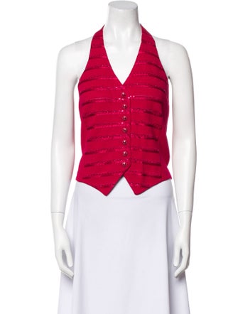 St. John Evening V-Neck Sleeveless Crop Top