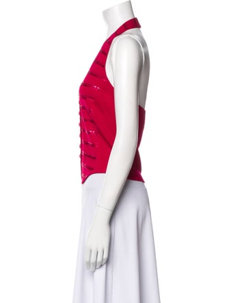 St. John Evening V-Neck Sleeveless Crop Top