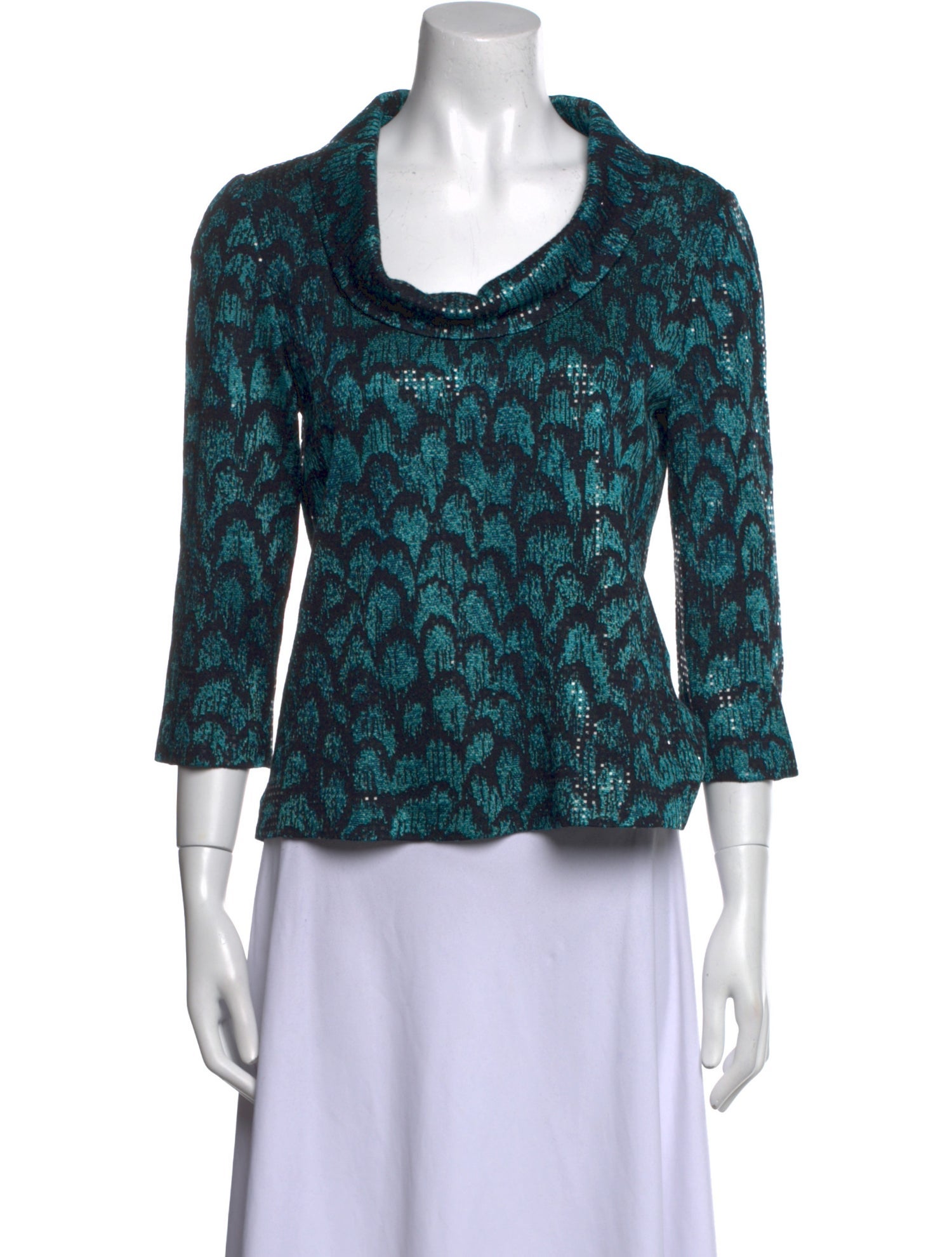 St. John Evening Printed Cowl Neck Blouse