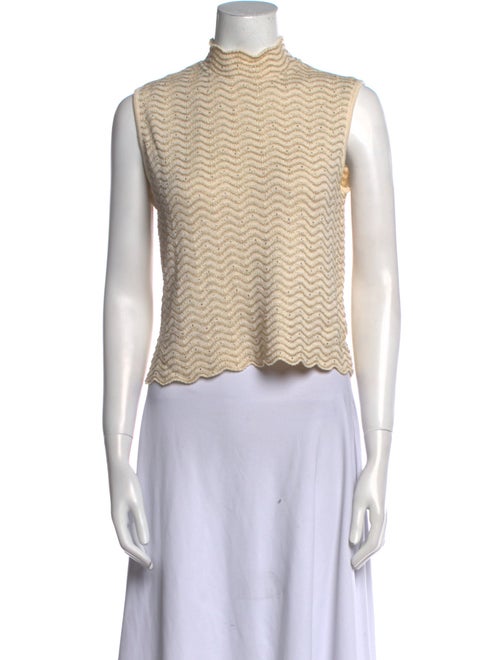 St. John Evening Mock Neck Sleeveless Crop Top
