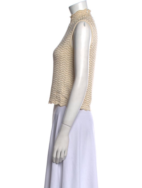 St. John Evening Mock Neck Sleeveless Crop Top