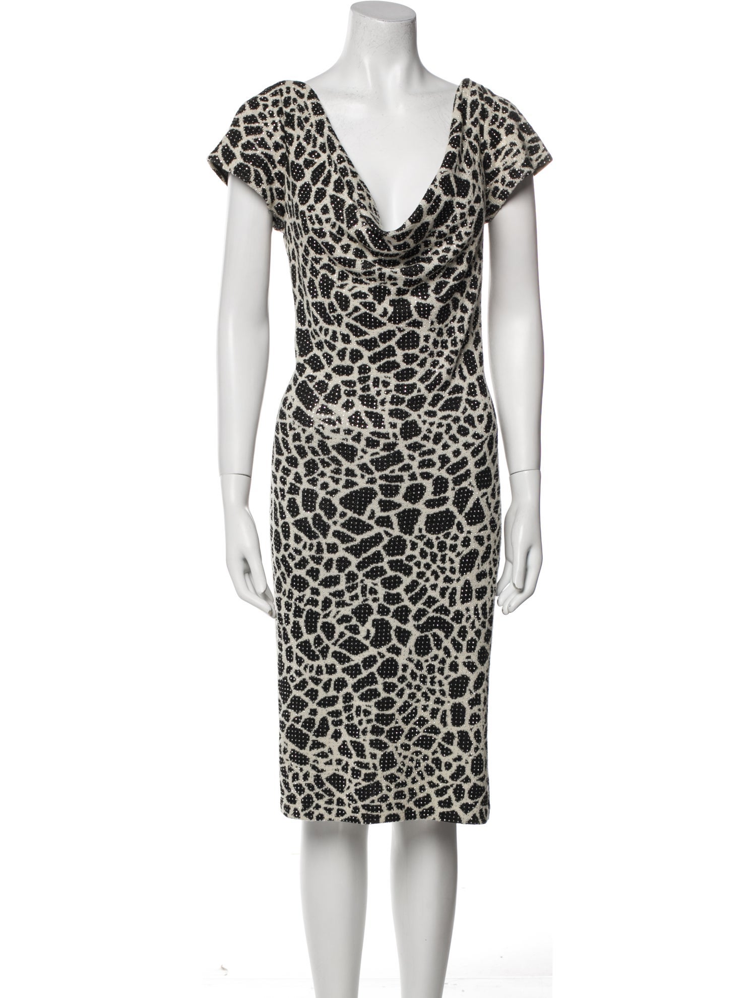 St. John Evening Animal Print Knee-Length Dress