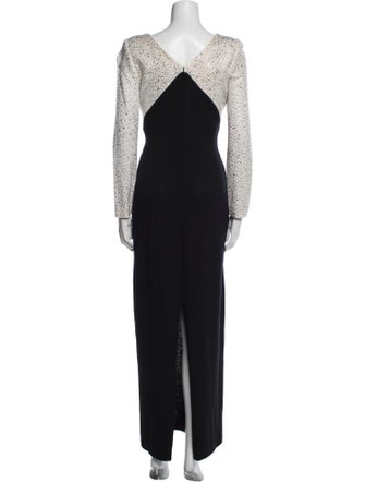 St. John Evening V-Neck Long Dress