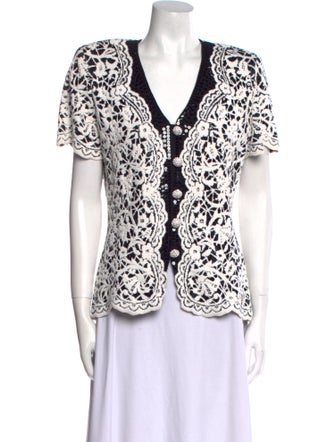 St. John Evening Printed V-Neck Blouse