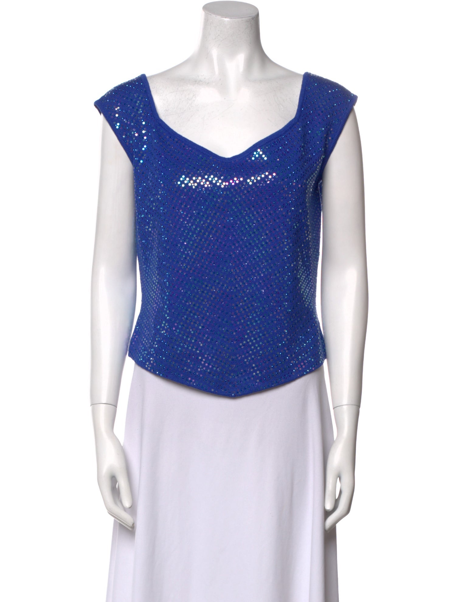 St. John Evening V-Neck Sleeveless Crop Top