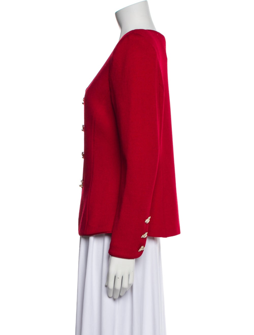 St. John Evening Wool Evening Jacket Red Collarle… - image 2