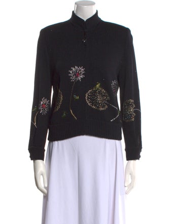 St. John Evening Patterned Mock Neck Sweater