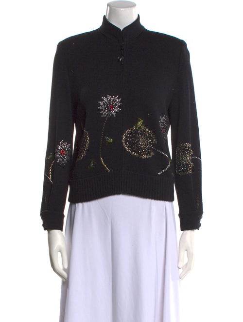 St. John Evening Patterned Mock Neck Sweater