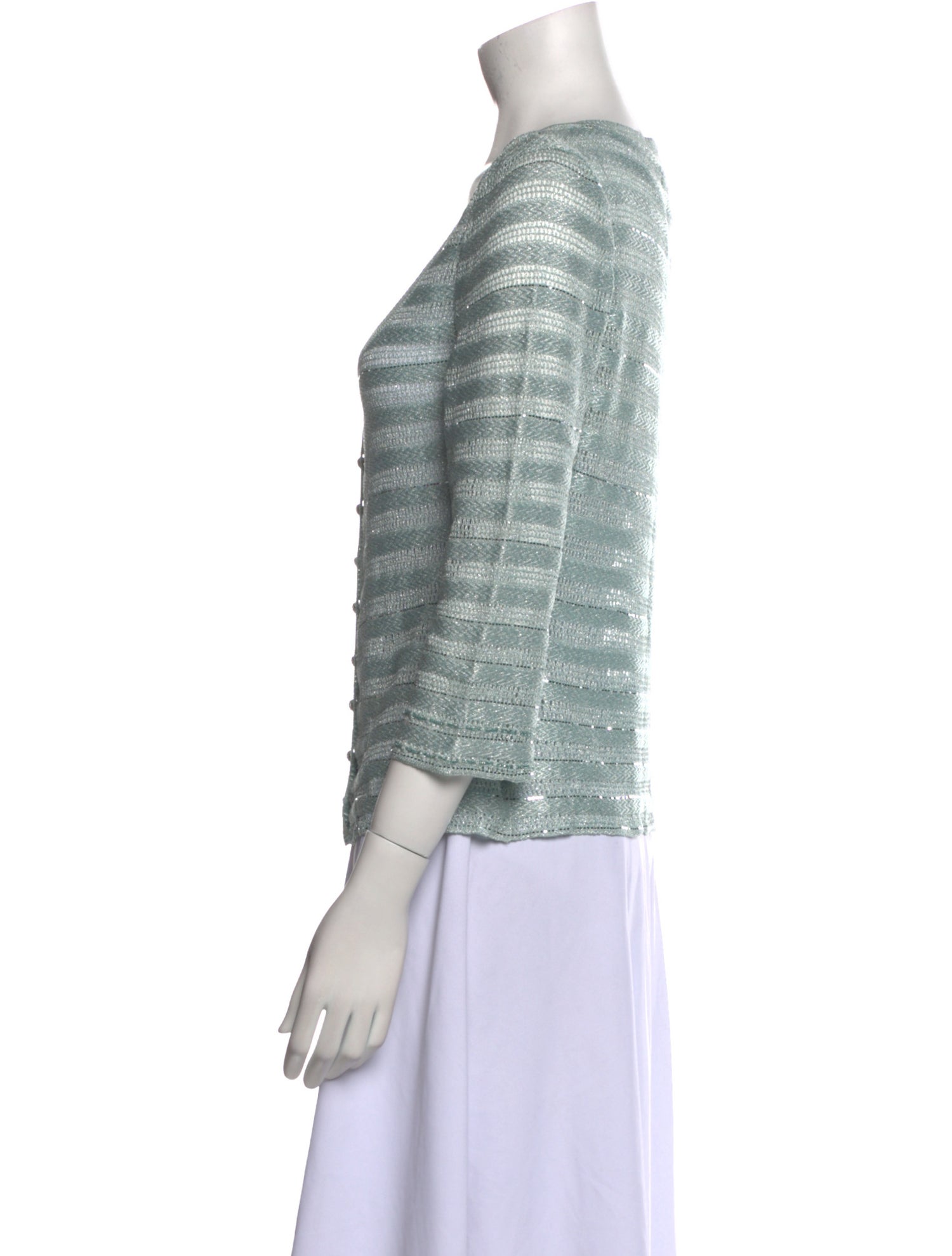 St. John Evening Scoop Neck Three-Quarter Sleeve Top