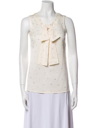 St. John Evening Silk Polka Dot Print Button-Up Top